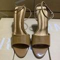 Za's 2025 new women's shoes: low-heeled, elegant, socialite-style pumps with closed toe, low-cut, back-strap detail, brown, open-toe design