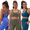 Eco-friendly fabric backless compression yoga set for women - tank top & leggings - high-intensity outdoor sports & fitness wear - suitable for wearing outdoors
