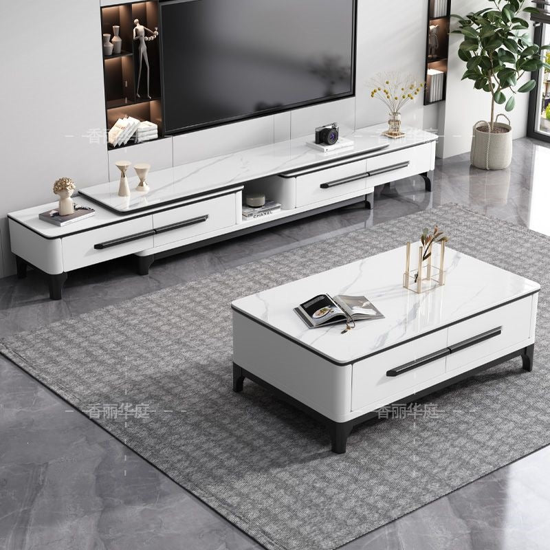 Rock slab coffee table tv cabinet combination suitfor home living room new arrival small apartment simple marble storage cabinet