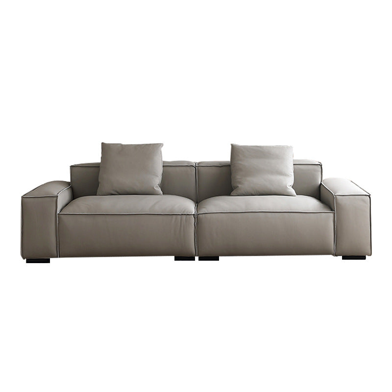 Tofu block genuine leather sofa modern casual first layer cowhide cream style small apartment living room modular modular sofa