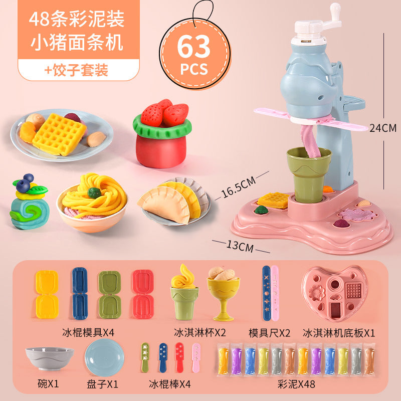 Piggy noodle maker tool suit color clay kids toy plasticine mold handmade clay play house production for men and women