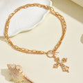 Cross necklace wholesale european and american cross-border autumn and winter jewelry accessories women's diamond-encrusted accessible luxury niche pearl sweater pendant