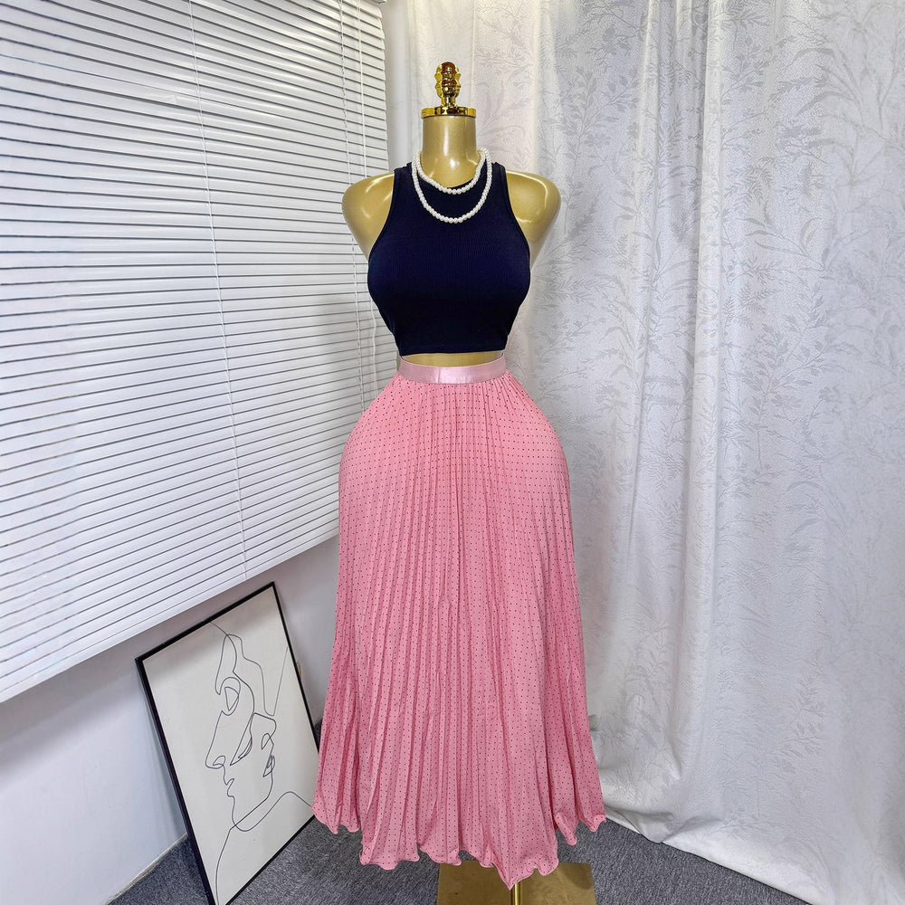 Chicsweeteasiest for match skirt women's frenchhigh waistslimming looka fairy skirt medium long pleated draped skirt