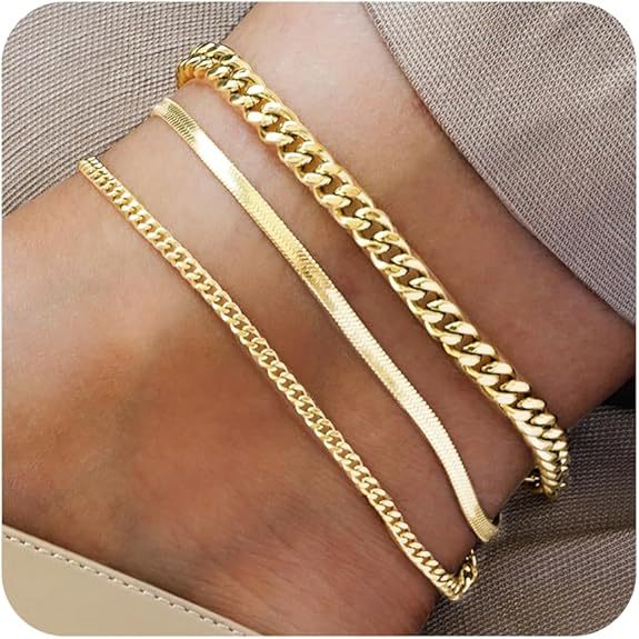 Amazon's new cuban anklet multi-layered wear fashioncasualins style stainless steel suit foot chain jewelry