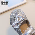 Vancahao girls' fashion sequin bow princess shoes, new korean style children's single shoes and dance shoes for spring/autumn