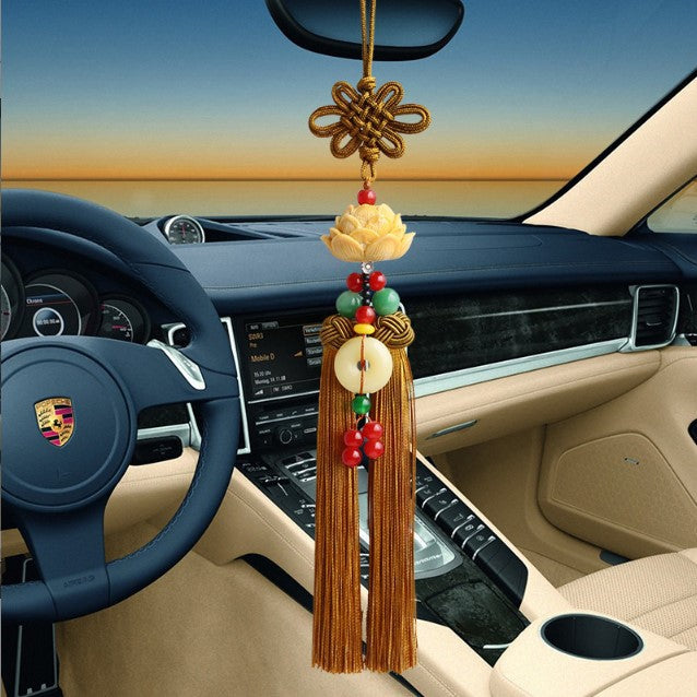 Car pendant car rearview mirror lotus jewelry pendant chinese style step by step lotus car interior decoration supplies collection