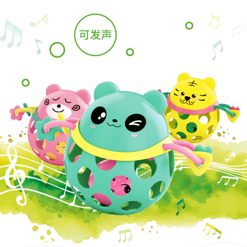 Cross-border baby hand rattle toy 0-3-6-December baby educational hand ball toy, animal soft glue toothpaste