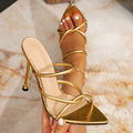 Women's gold fashion high heel sandals - stiletto heel slip-on pointed toe decorative minimalist high heel sandals