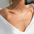 European and american cross-border fashion zircon y-shape long necklace, stackable tassel choker, unique fashion jewelry for women