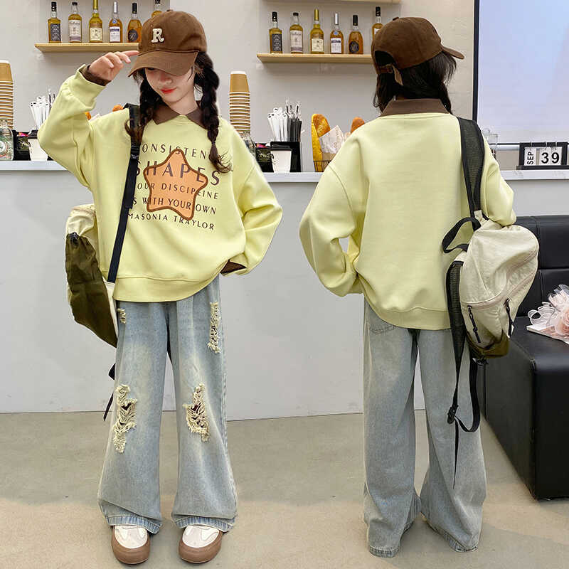 Girls' sweatshirt - spring/autumn  new korean style, trendy kids' casual top, loose fit activewear