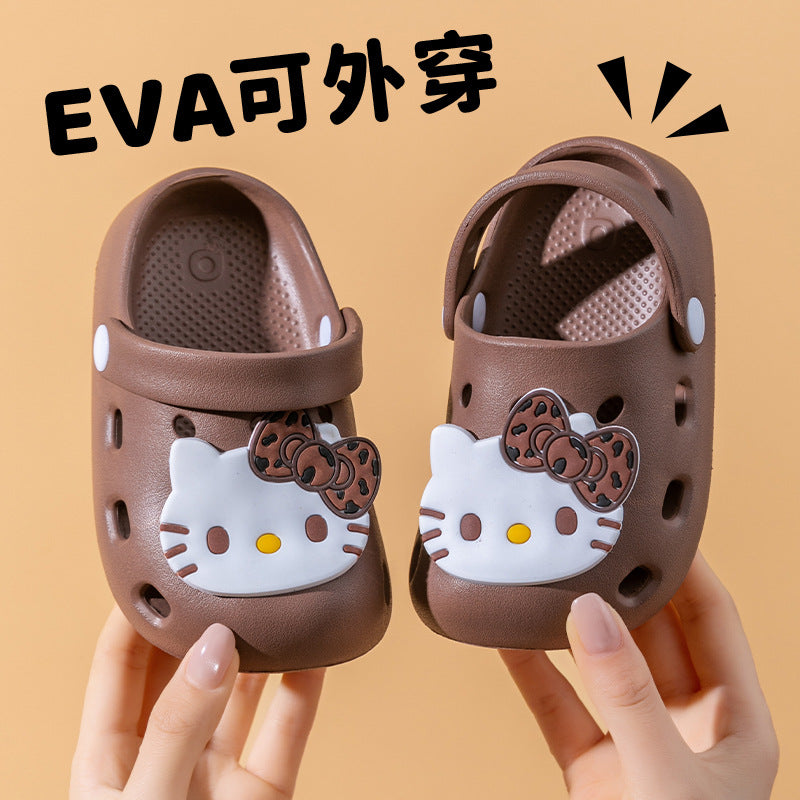 Eva kids' clogs - summer girls' indoor anti-slip leopard print kt cat slippers - toddler & big kids' beach sandals