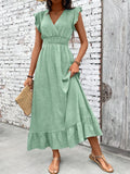 cross-border women's fashion elegant maxi dress -  beach vacation style cinched waist dress - spring/summer collection