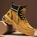 High-top men's shoes springcasualhiking sports non-slipworkwear shoes leather waterproofthick solewhiteboots
