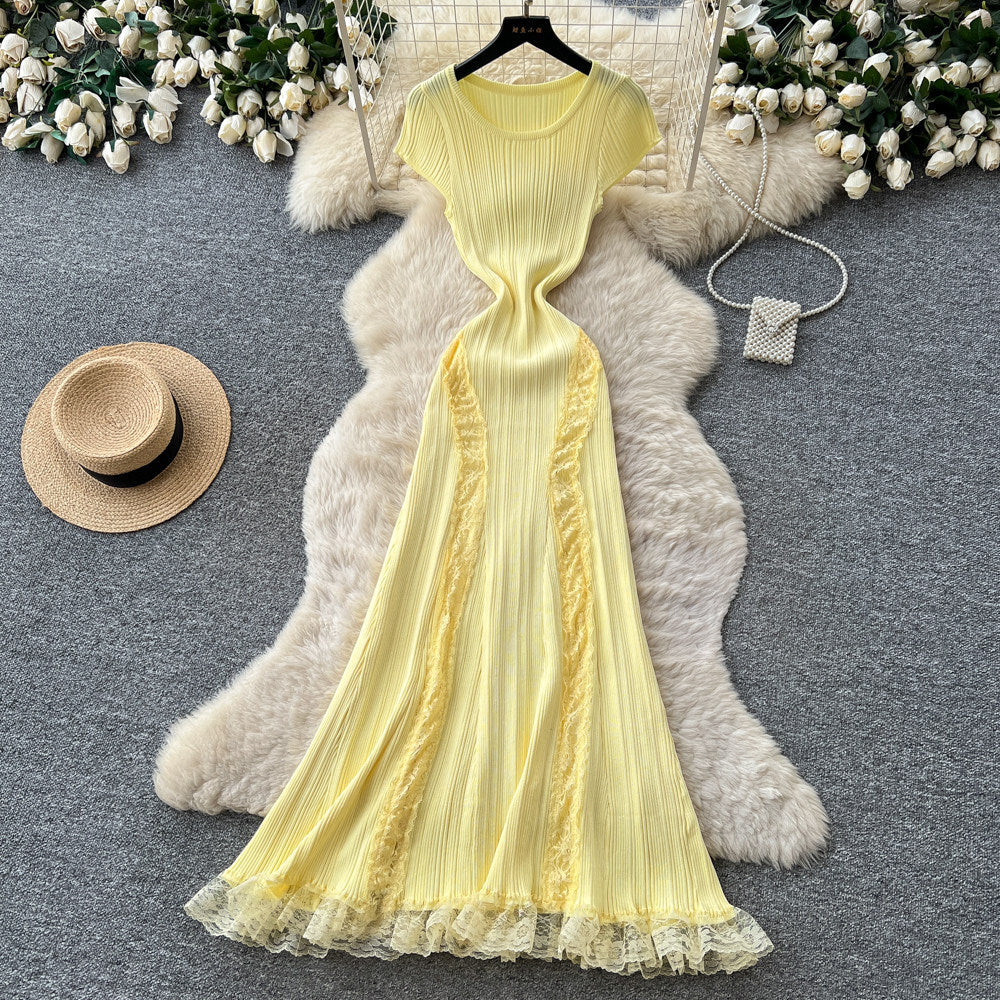 Luxury sleeveless slim-fit knit dress - women's summer high-waisted a-line dress - slimming, elegant, and chic maxi dress