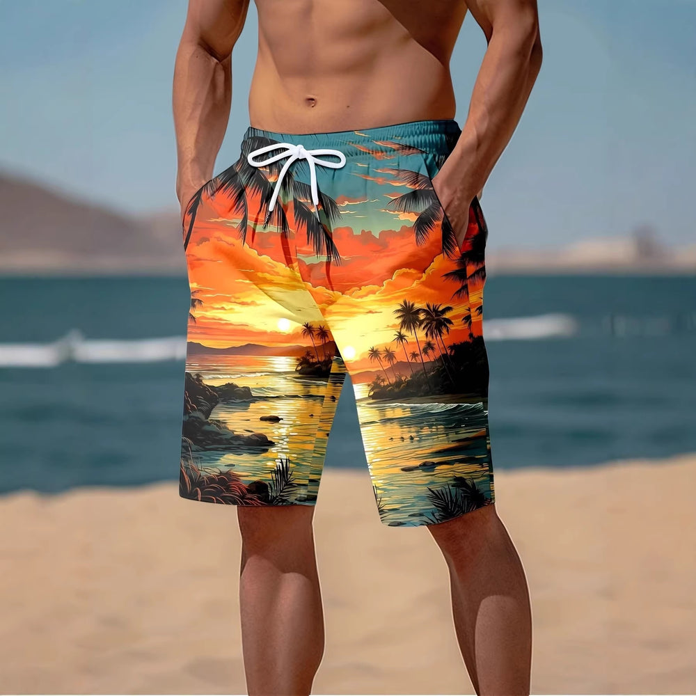 trending men's beach shorts, quick-dry swim trunks, casual sportswear, european and american new style 3d digital printing