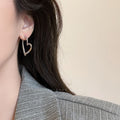 Minimalist heart hoop earrings - a1174 silver