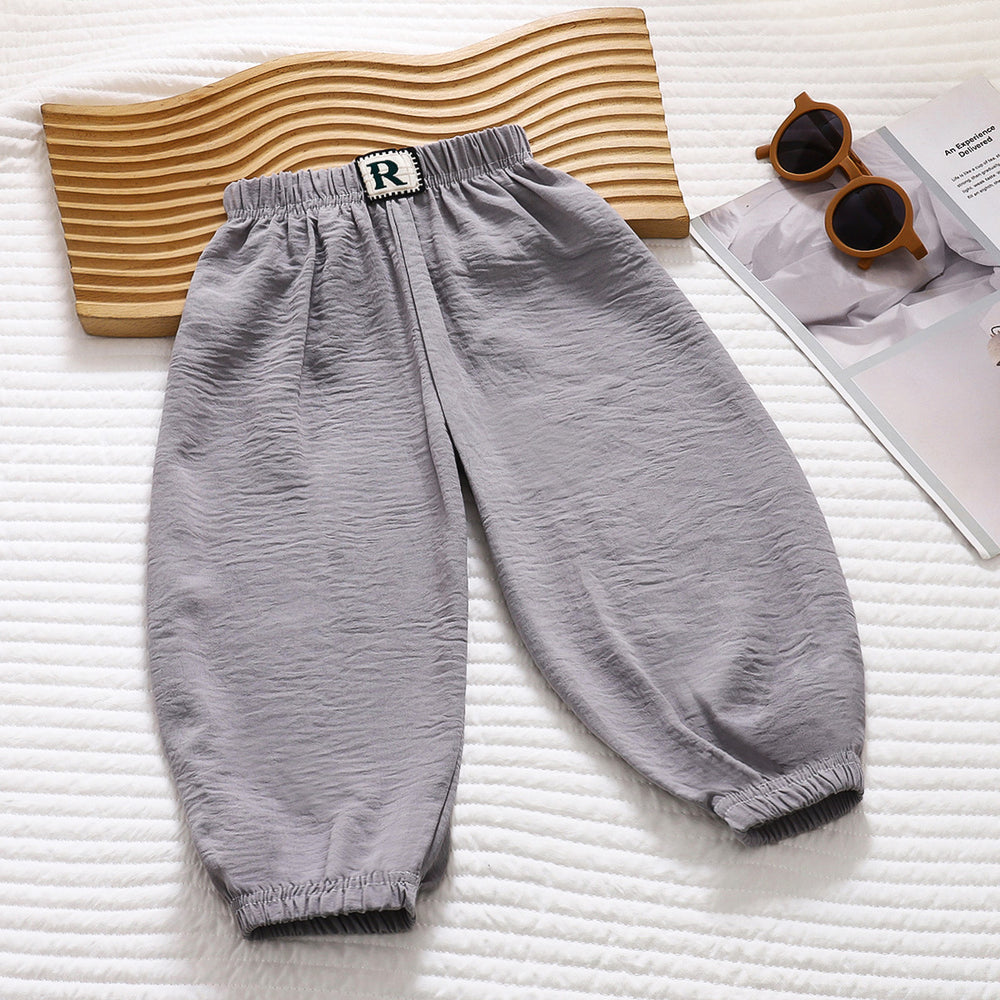 Kids anti-mosquito pants summer baby ice silk bloomers pants medium large children thin sports pants boys and girls casual nine-point pants