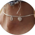 Amazon exquisite silver initial anklet - minimalist personalized letter anklet with cz heart cuban chain