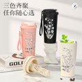 Creative artsyniche style lily of the valley coffee cup, straw, direct drinking, large capacity thermos cup, beautiful and portable satchel