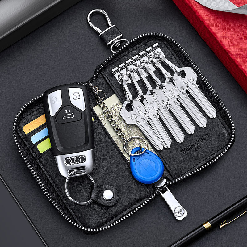 Paul key bag men's genuine leather 2023 new fashion waist multi-function car key bag storage card bag tide