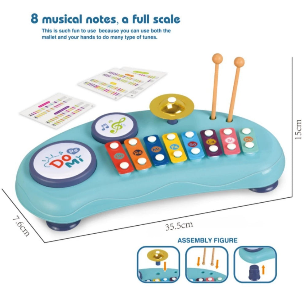 Educational eight-note handbell piano - 2-in-1 musical instrument for babies and toddlers (8 months+) - infant and toddler music toy piano 1