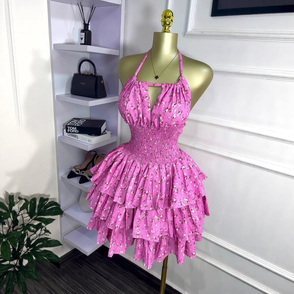 European and american cross-border women's fashion:  autumn new sleeveless halter neck tie-up sexy backless ruched mini dress