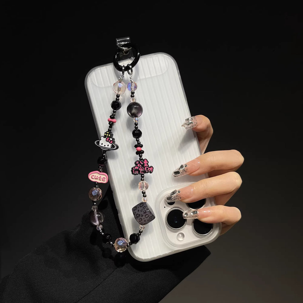 Princess please make a fortune mobile phone chain new arrival alloy mobile phone case lanyard classy sense hand beaded pendant key chain short