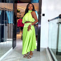 European and american cross-border women's fashion:  summer new collection - stylish halter neck sleeveless top and high-waisted midi skirt set