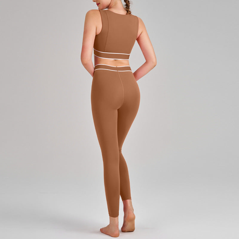 new arrival yoga clothes high waist hip lift tummy control slimming look sling beautiful back running sports intimates bra suit for women