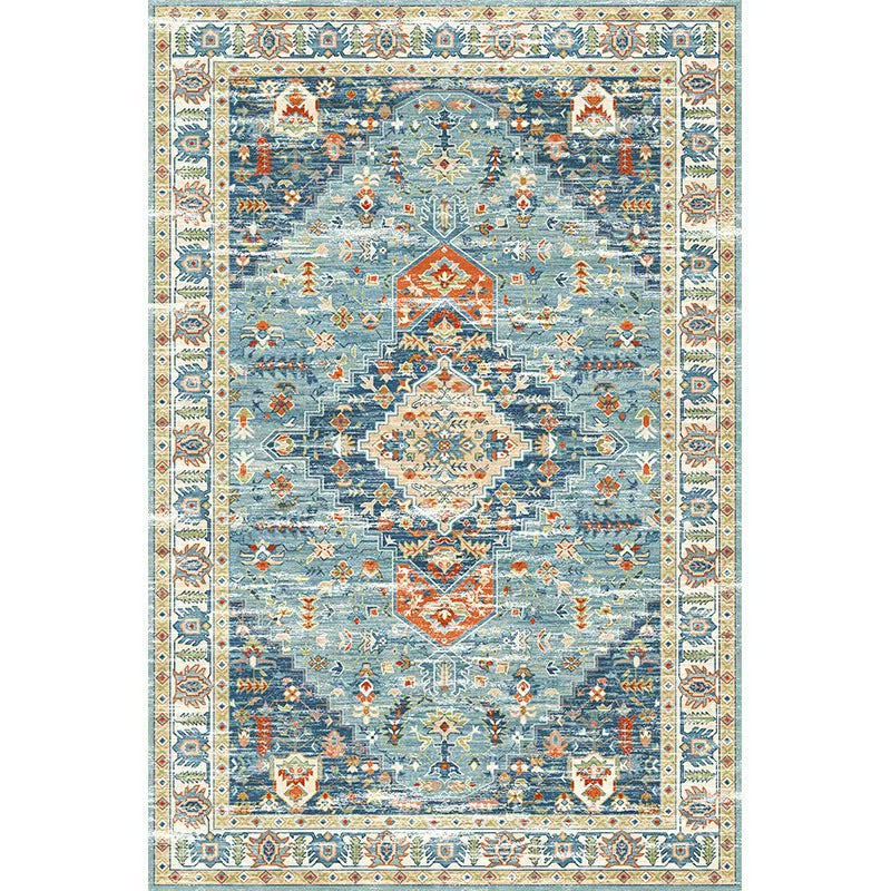 retro ethnic moroccan faux cashmere rug - durable, stain-resistant, perfect for living room coffee tables, bedroom bedside, and more