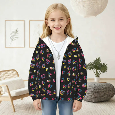 Kids' hoodie jacket, cross-border hot seller: cute cartoon print fashion zip-up hoodie for girls, dropshipping available