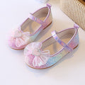 Gradient glitter girls' princess shoes - spring/autumn soft sole baby flats with pearl butterfly bow - children's crystal dress shoes