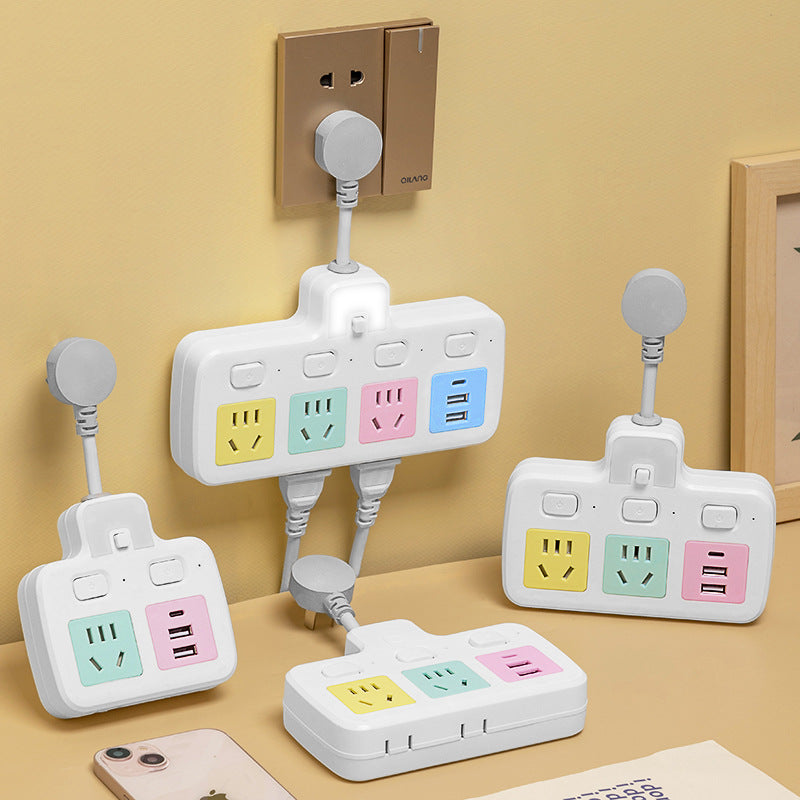 Colorful socket converter multi-function plug conversion for home with usb one to three multi-hole plug-in board
