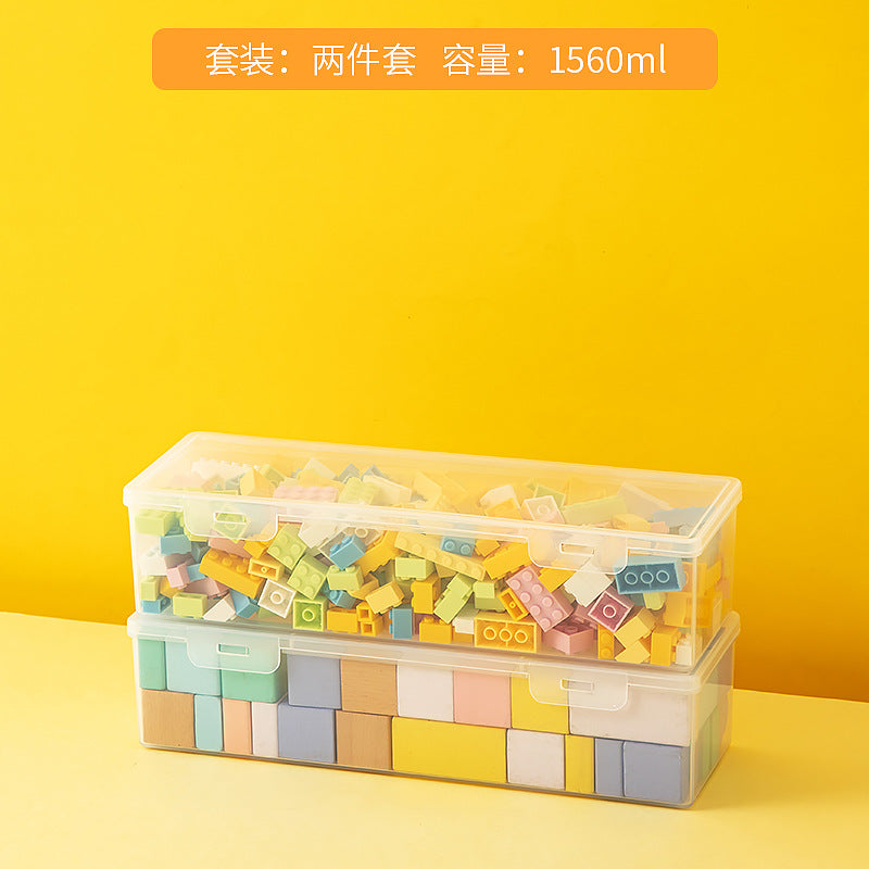 Transparent building block storage box Large capacity drawer Desktop Lego storage box with lid Plastic children's toy storage box