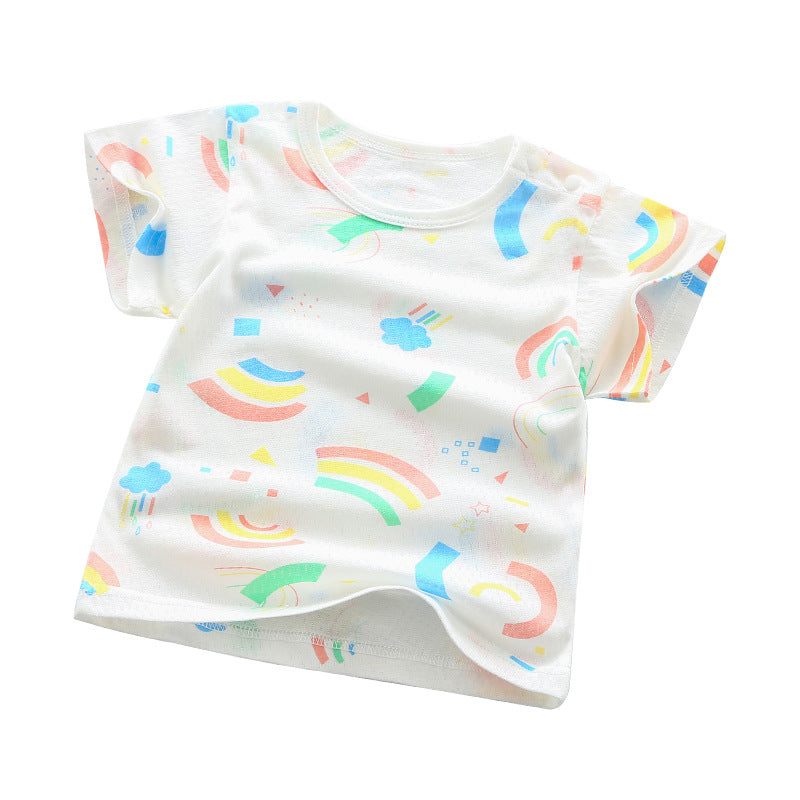 Baby short-sleeve t-shirt, summer infant top, 100% cotton, 0-4 years old, toddler summer outfit, boys' and girls' short-sleeve undershirt, trendy style