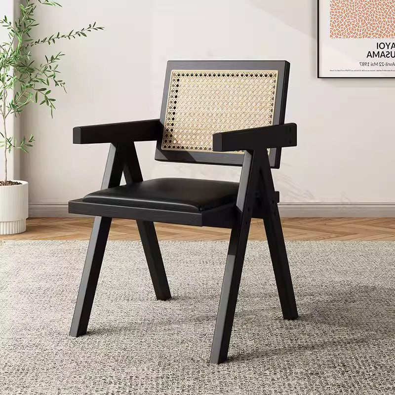 Used wabi-sabi style light luxury solid wood chair chandigarh home chair retro armchair stool high back dining chair