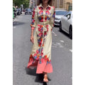 new european and american style women's casual printed tie-neck dress for cross-border e-commerce