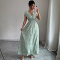 new french-style v-neck summer slim-fit dress