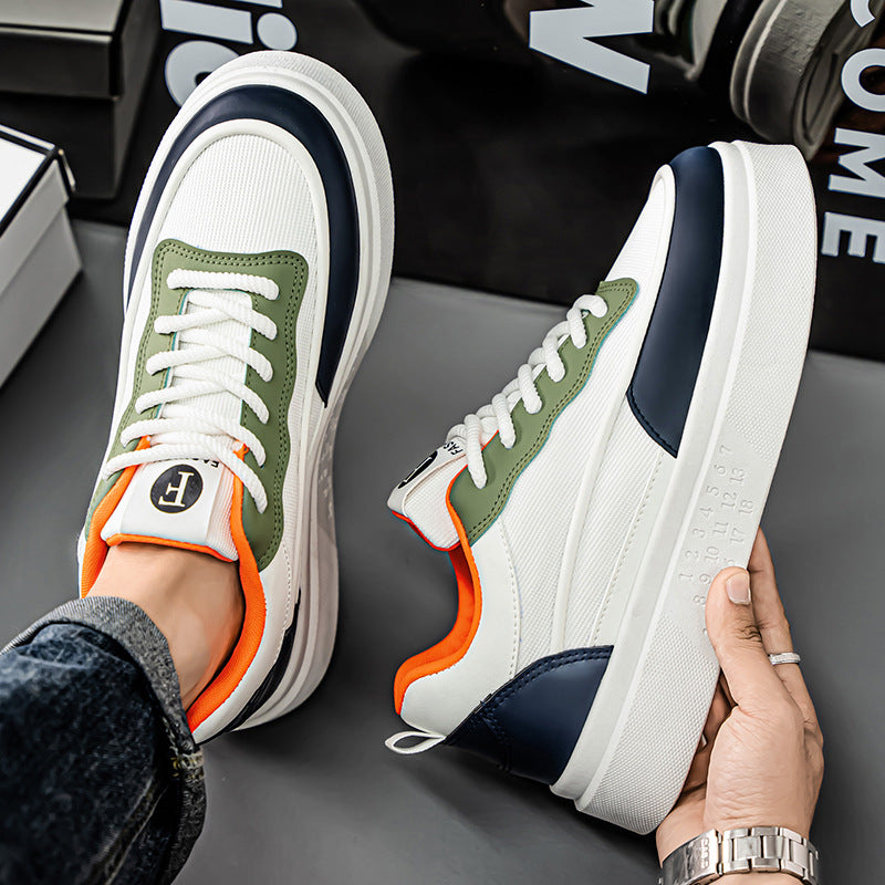 Men's spring 2025 new breathable white sneakers, athletic casual shoes, trendy men's brand, niche anti-slip wear-resistant skate shoes
