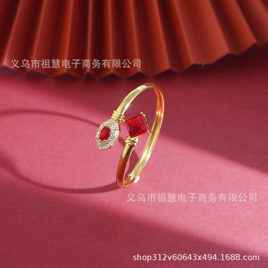Middle eastern women's sparkling clear elegant round zircon bangle couple engagement wedding jewelry fashion accessories