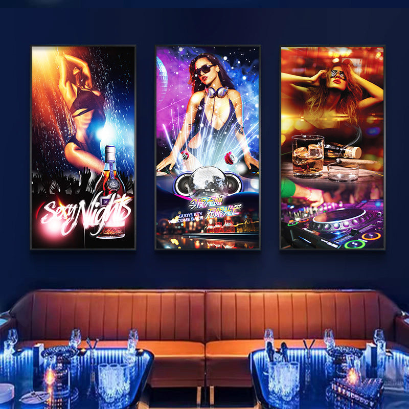 Bar decoration painting ktv dance hall clear bar box background wall ambient light painting hotel sexy beautiful woman hanging painting