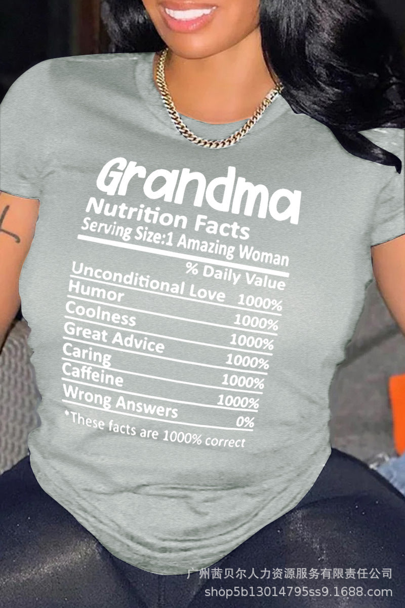 Cross-border  women,  Europe and the United States new round neck pullover printing casual T-shirt