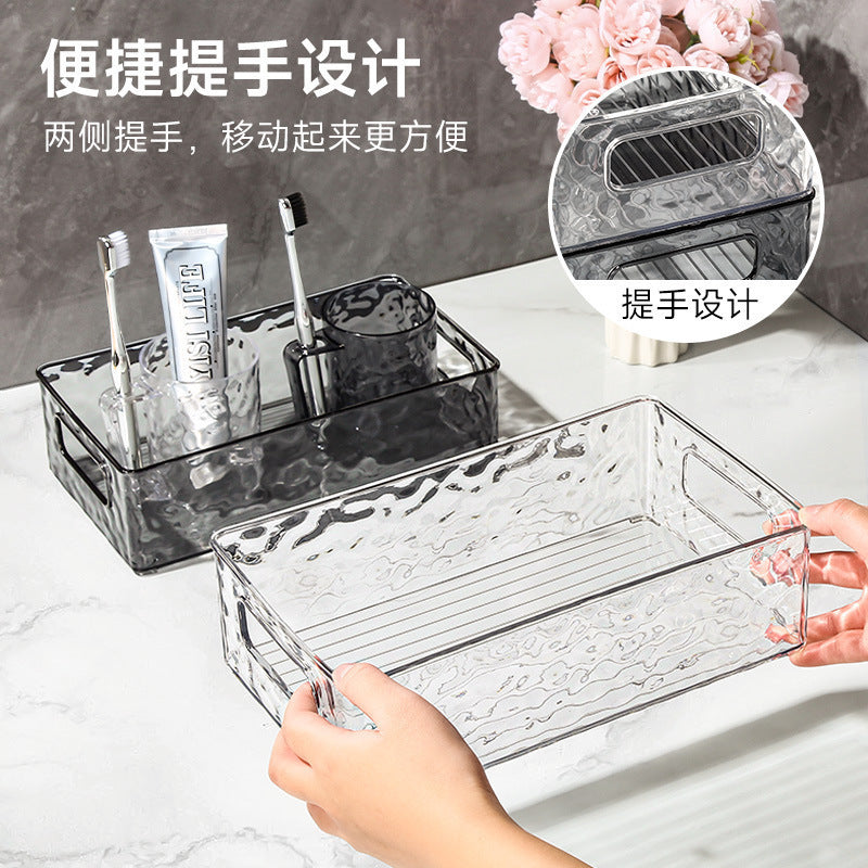 Desktop storage box Household bathroom Bedroom cosmetics Lipstick sundries storage box Transparent corrugated storage basket Wholesale
