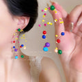 Dopamine candy color beaded tassel fashion vacation earrings - unique, chic, versatile earrings wholesale