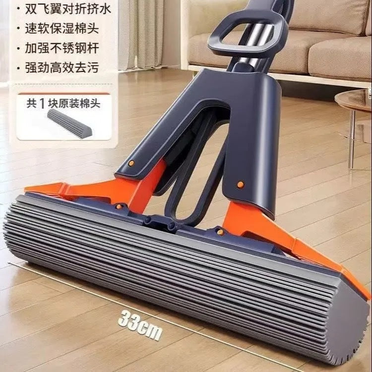 new sponge absorbent mop head - efficient one-wipe, two-clean, hands-free cleaning tool - sponge mop for home use