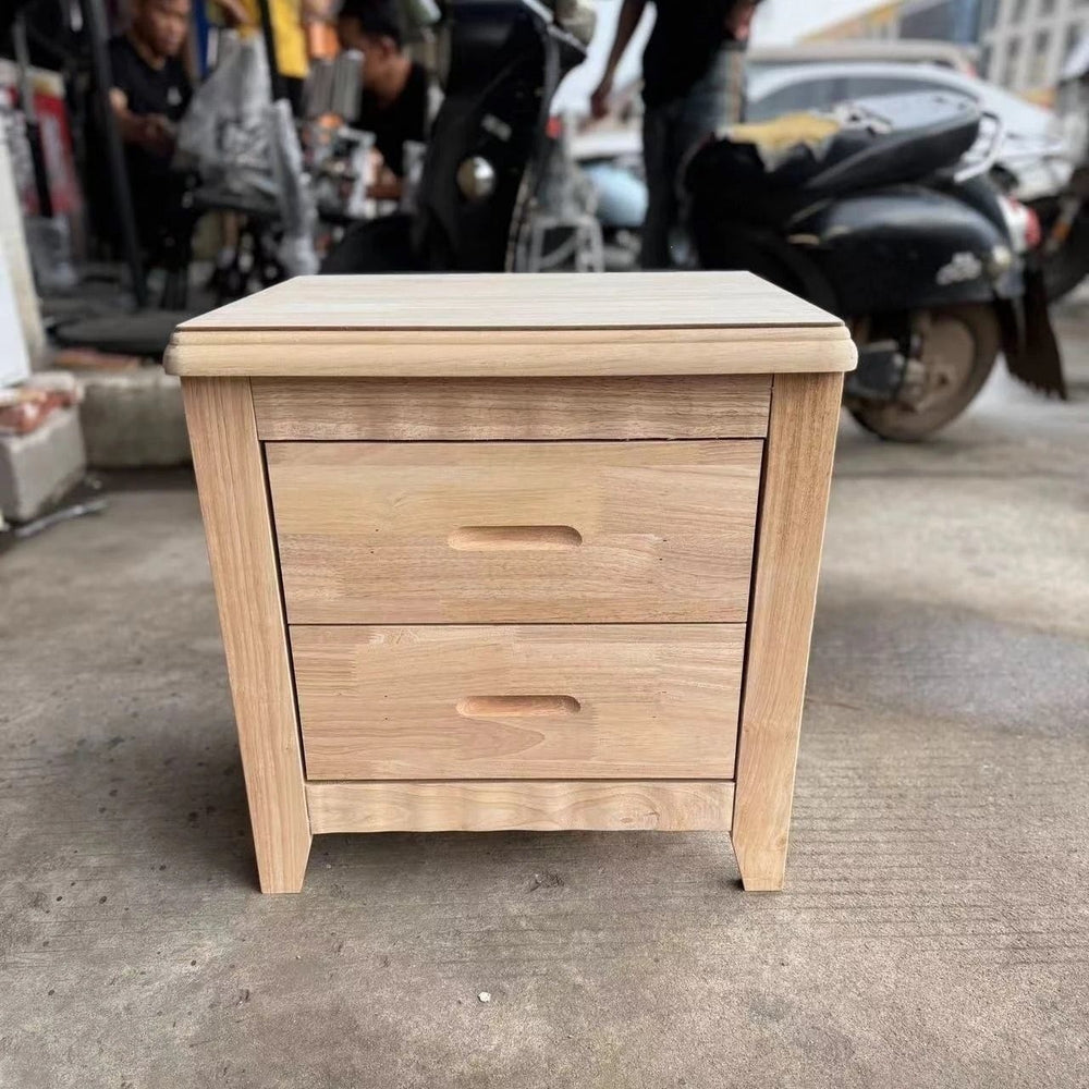 Solid wood bedside table for home bedroom, lockable storage cabinet, small rental room bedside storage chest, no assembly required