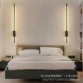 Italian normcore upper and lower light linear wall lamp matte black vertical strip long pole wall washer lamp villa staircase aisle guest