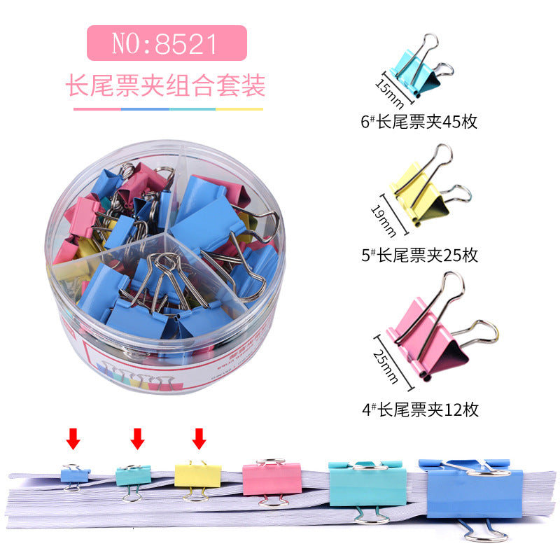 Deli long tail clip mixed large color ticket clip swallow tail clip small clip fish tail clip 15mm iron clip wholesale