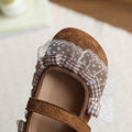 Autumn new arrivals: korean style girls' fashionable flats with lace, soft sole, bow detail, and closed toe – princess shoes