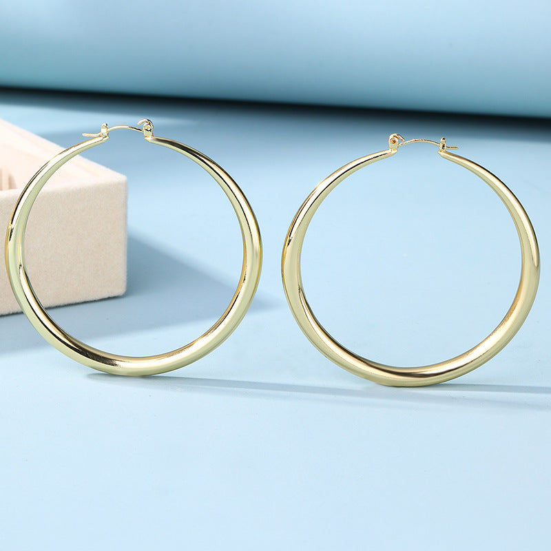 European and american cross-border e-commerce exaggerated jewelry fashion alloy circle earrings niche geometric gold stud earrings women's earrings